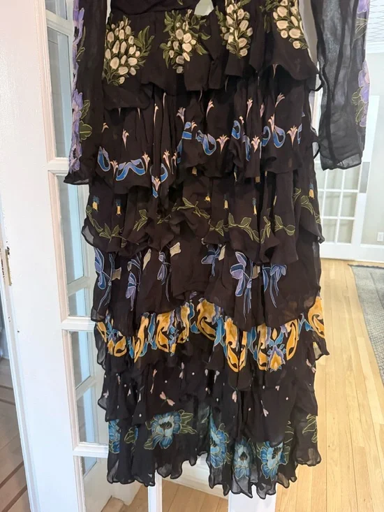 Farm Rio Black Winter Garden Ruffle Maxi Dress - Picture 8 of 11